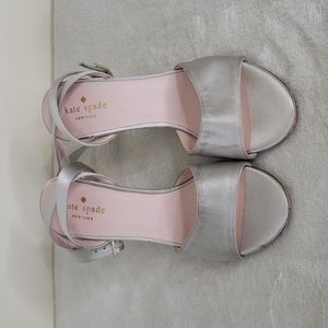 Kate Spade New York Isadora Ivory Satin Clear Stoned Wedge Heels